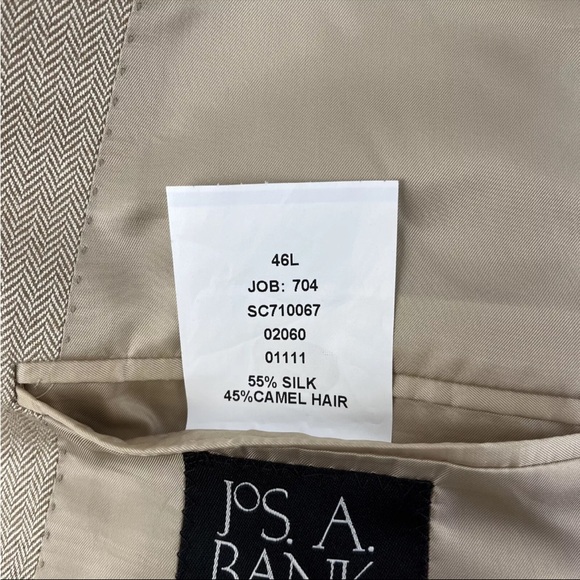 Mens Jos. A. Bank Silk Camel Hair Tan Blazer Sport Coat Jacket Sz 46L Tan - Picture 10 of 10